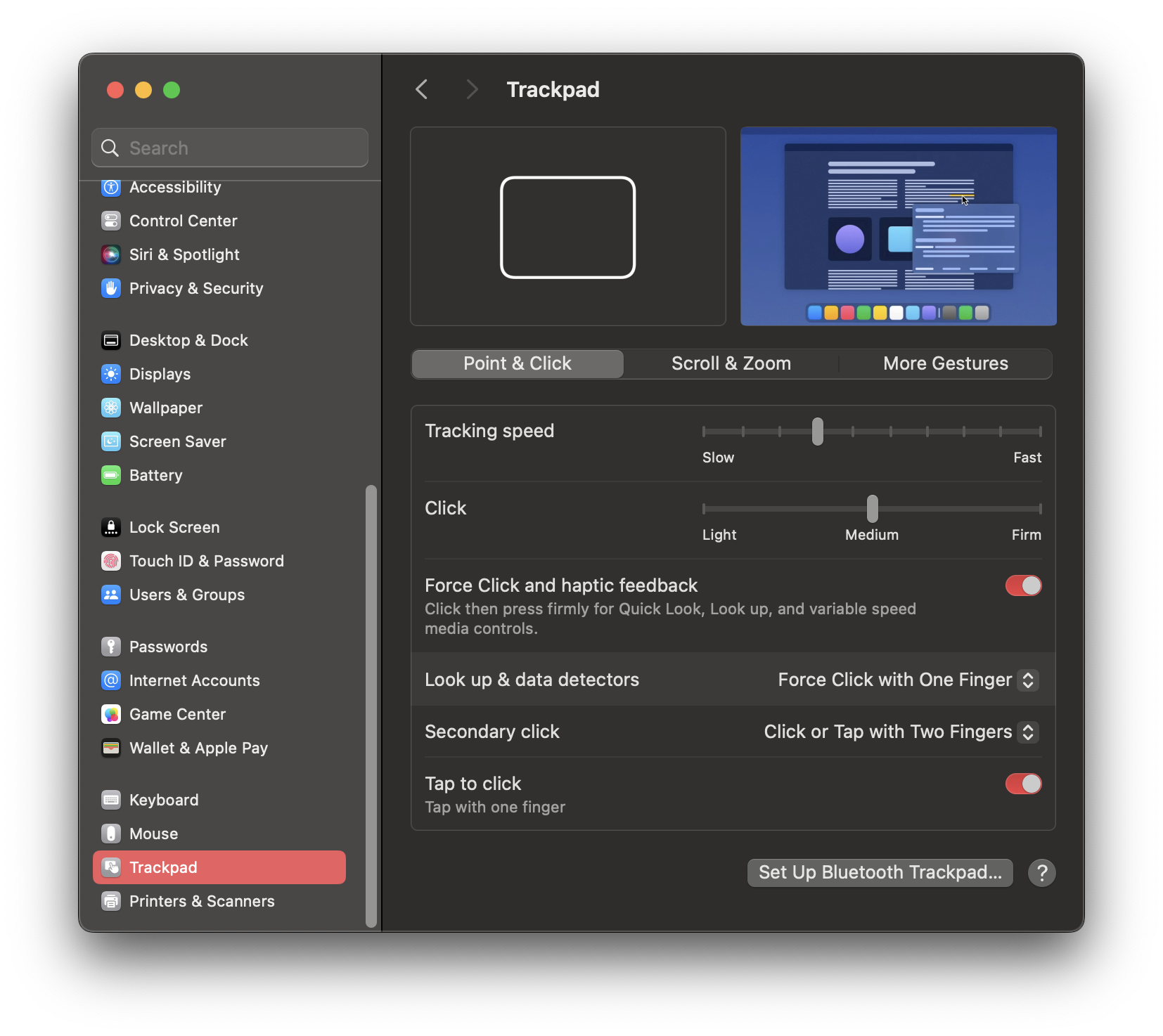 Tap to Click setting
