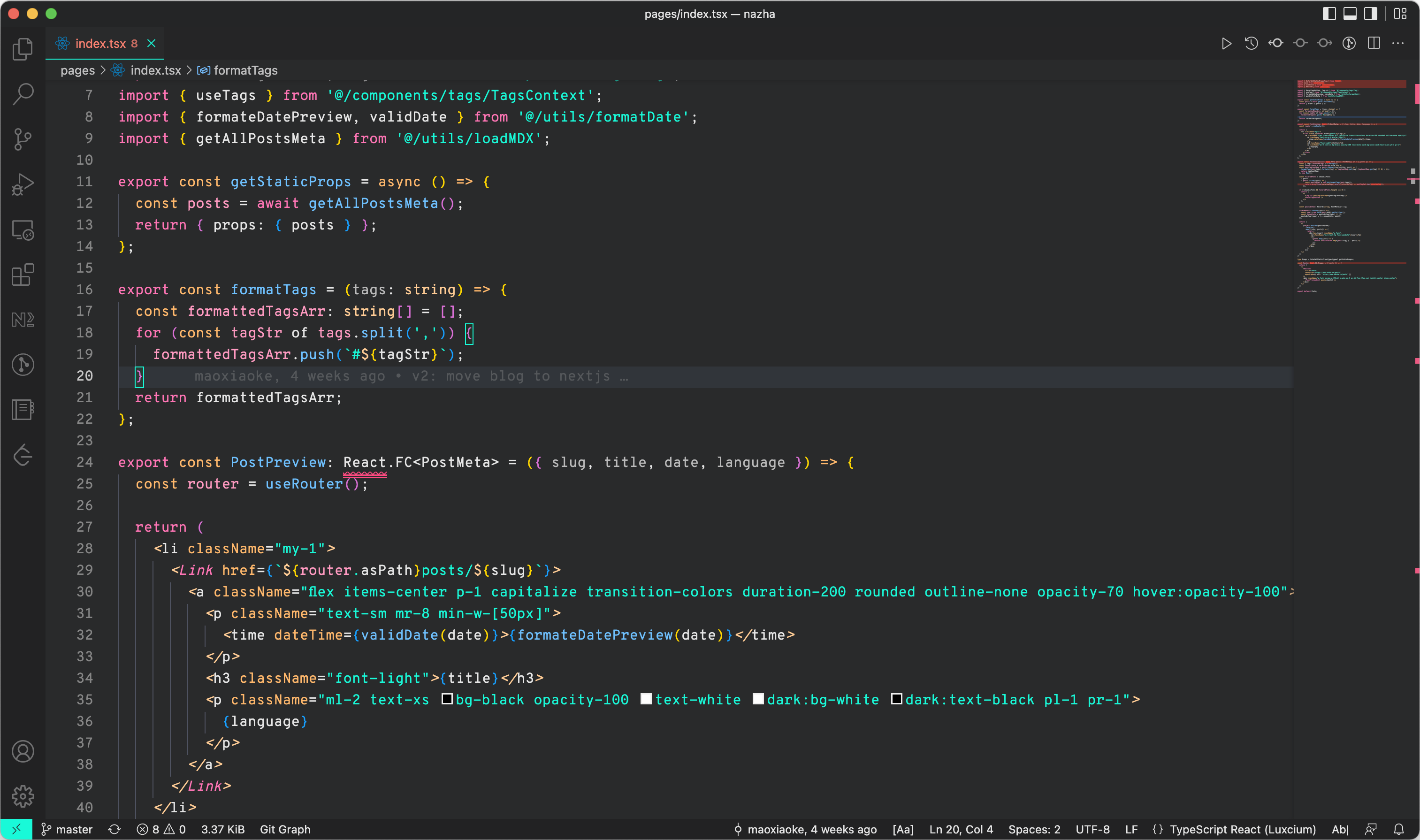 VS Code editing view